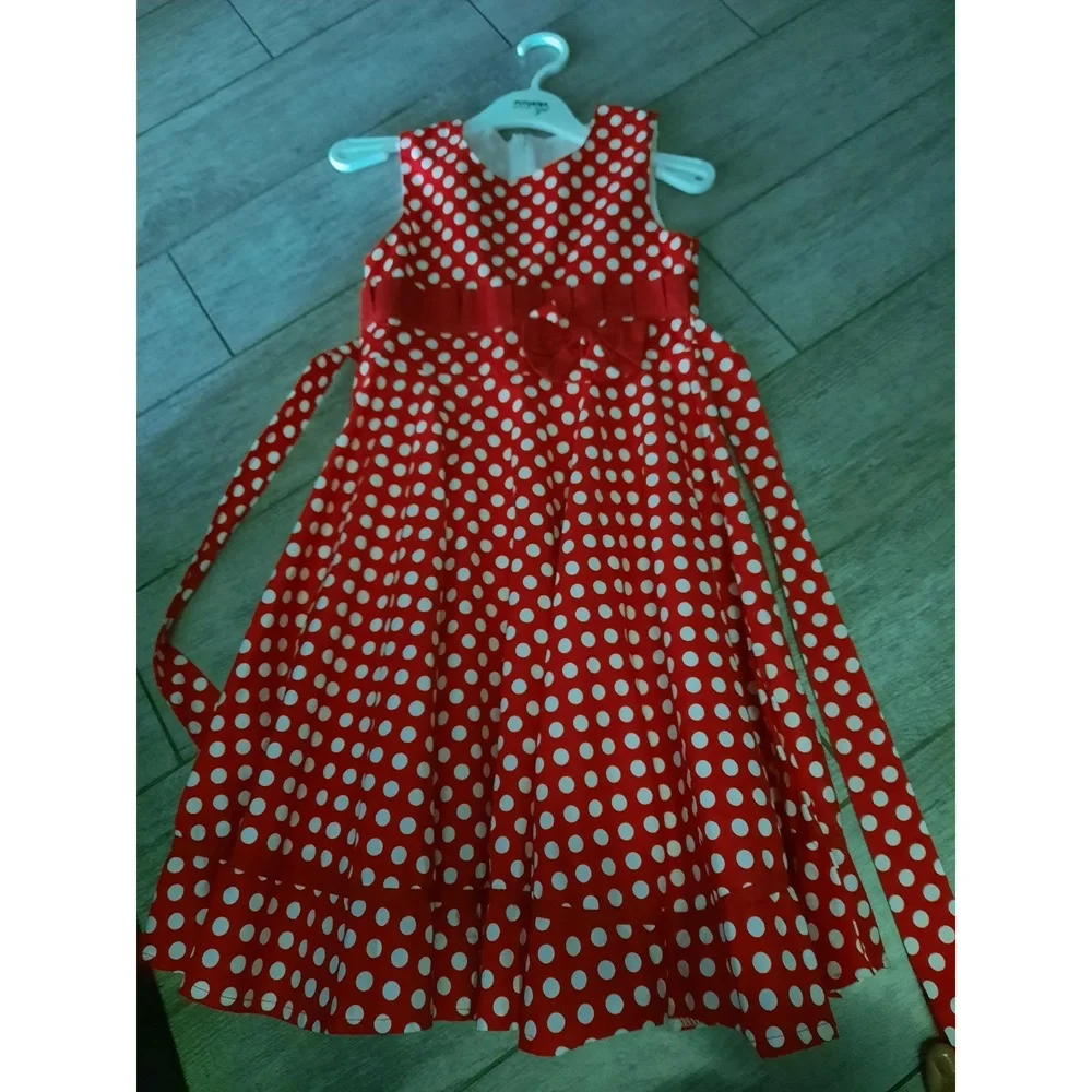 Dress Girls' Red EUC Polka Dot, Bow Detail